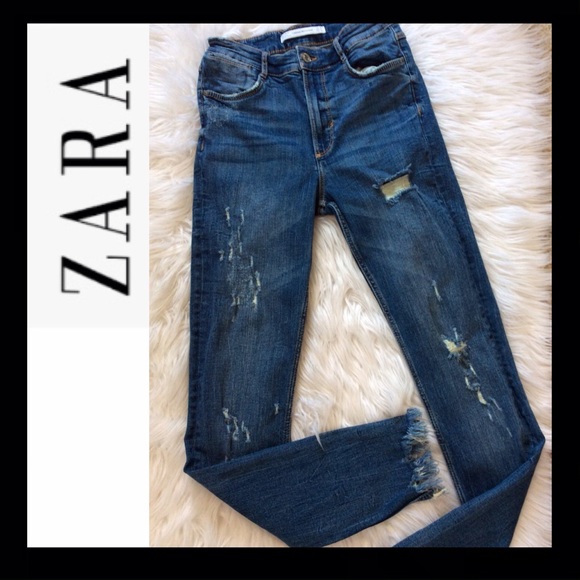 Zara Denim - ZARA High Waist Ripped Skinny Jeans